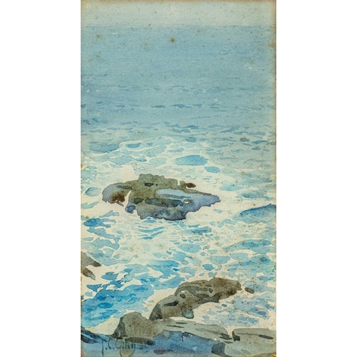 40 - Thomas Cooper GOTCH (1854-1931) Coast Watercolour, signed, 18.5x10cmThis has not been examined out o... 