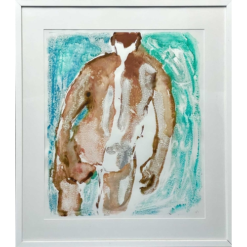 411 - Tim NEWMAN (1956) Bather Gouache monoprint, signed, dated '15, numbered 1/1, further signed and insc... 