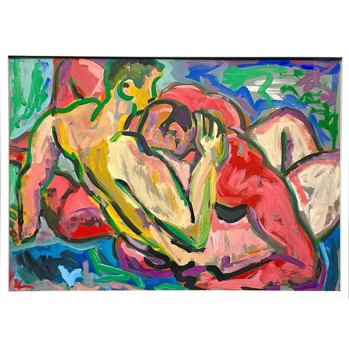 418 - Tim NEWMAN (1956) Embrace Gouache on card, signed and dated '10, further signed and inscribed to ver... 