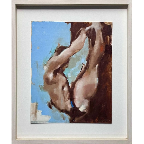 425 - Phil WARD Mid-Dive I Oil on board, signed, 51 x 40.5cm. Provenance: From part of the 'Male Form Falm... 