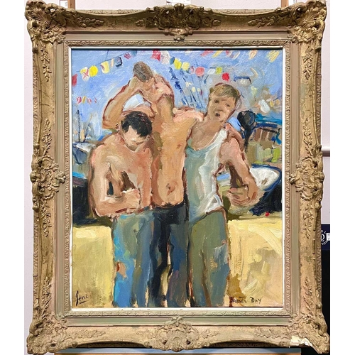 430 - John CARTER (1922-2004) Saints Day Oil on canvas, signed and inscribed, further signed, inscribed an... 