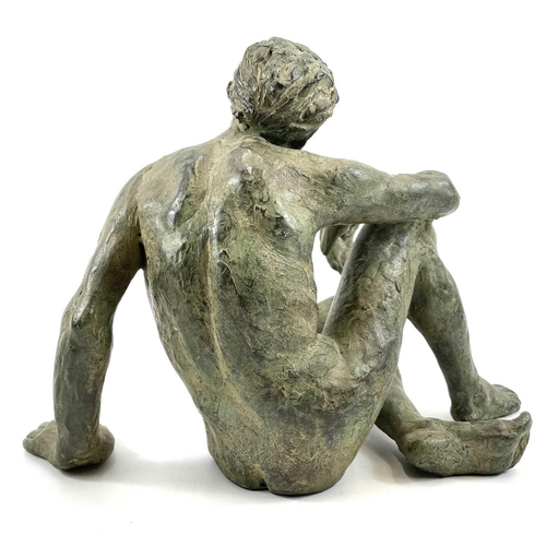 433 - Figure of a seated man, from the studio of John Miller Terracotta with bronze patination. 23 x 31cm.... 