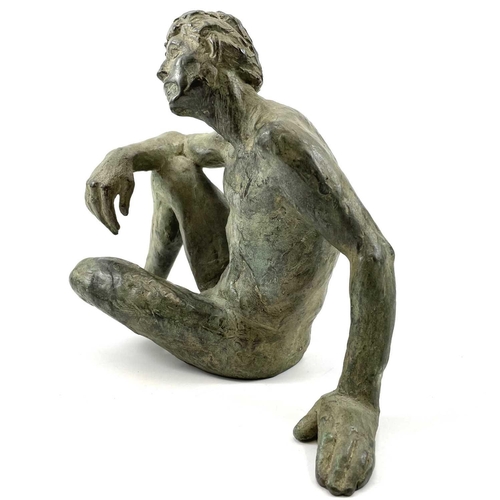 433 - Figure of a seated man, from the studio of John Miller Terracotta with bronze patination. 23 x 31cm.... 