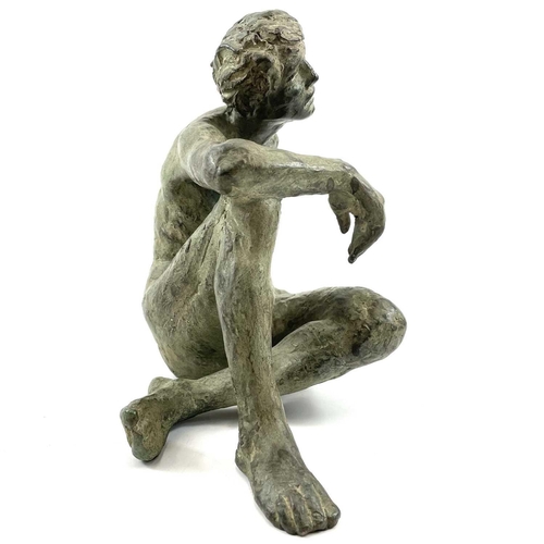 433 - Figure of a seated man, from the studio of John Miller Terracotta with bronze patination. 23 x 31cm.... 