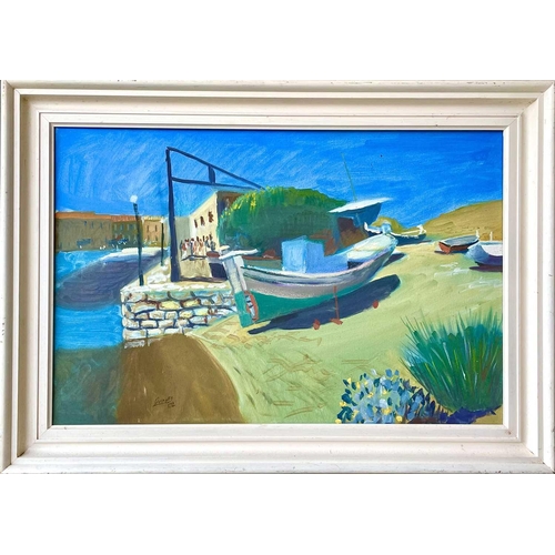 44 - Bob QUIXLEY (XX-XXI) Two works The Old Harbour, Rethymnon, Crete, oil on canvas, signed and dated '9... 