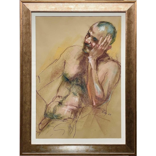 450 - Robert SAUNDERS (XX) Reclining Figure Pastel on paper, signed and dated '15, 63.5 x 44cm. Provenance... 