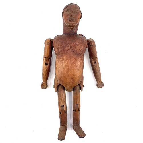 452 - A 19th/20th Century wooden articulated artist's mannequin from the studio of John Miller. 35 x 14cm.... 