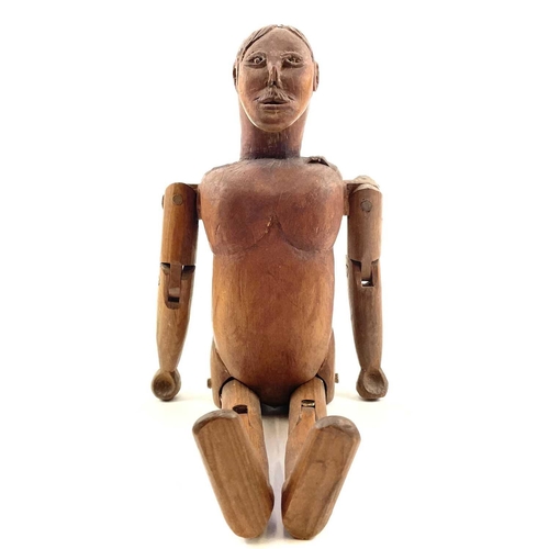 452 - A 19th/20th Century wooden articulated artist's mannequin from the studio of John Miller. 35 x 14cm.... 