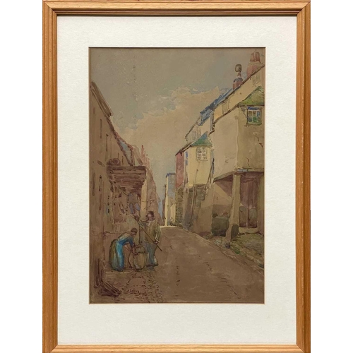 458 - A. LE ROY (XIX) St Ives Mixed media Signed Artist's label to the verso 36cm x 25cm