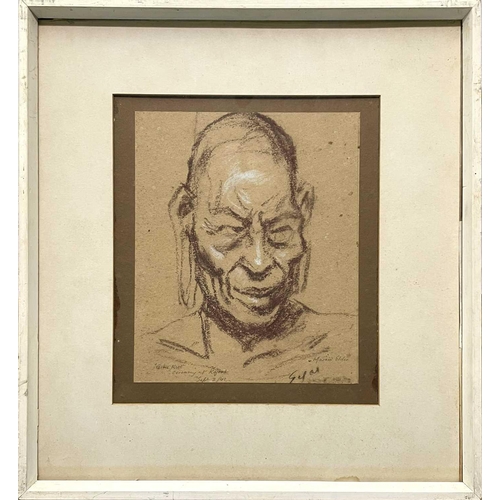 465 - Hyman SEGAL (1914-2004) Two works Masai Elder, mixed media drawing, signed and inscribed, 22 x 18.5c... 