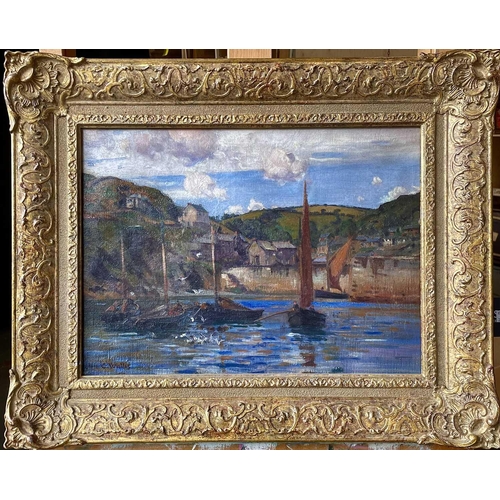 475 - John Chapman WALLIS (1871-1942) Polperro Oil on canvas, signed, 33 x 45cm. Illustrated - 'Polperro: ... 