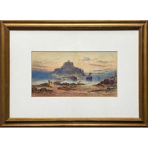 49 - Mary J WILLIAMS St Michael's Mount Watercolour, Signed and dated 1896, 18x26cm