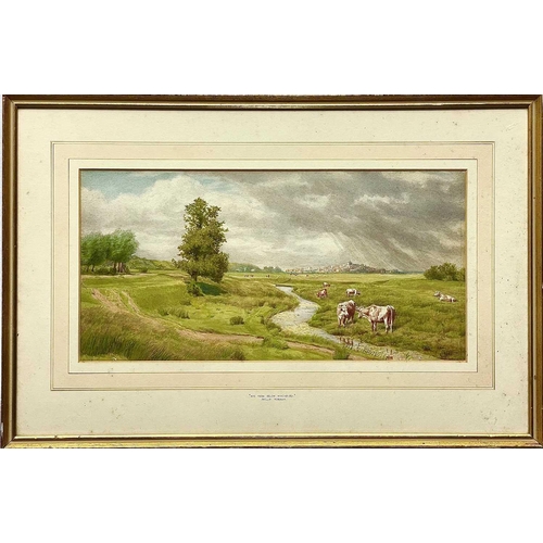 530 - Philip NORMAN (c.1843-1931) Rye from Below Winchelsea Watercolor, 22.5 x 45.5cm.There is a small tea... 