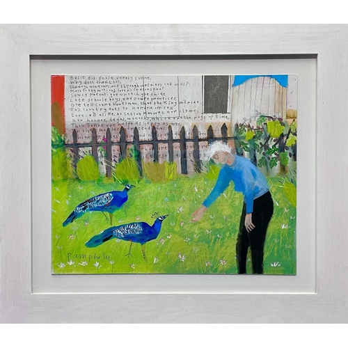 531 - Elaine PAMPHILON (1948) Molly With Peacocks Mixed media on panel, signed and inscribed, 43 x 53cm. B... 