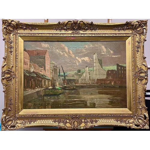 537 - Charles Frederick W. DENING (c.1876-1953) Bristol Docks Oil on canvas, signed and dated '41, 49 x 74... 