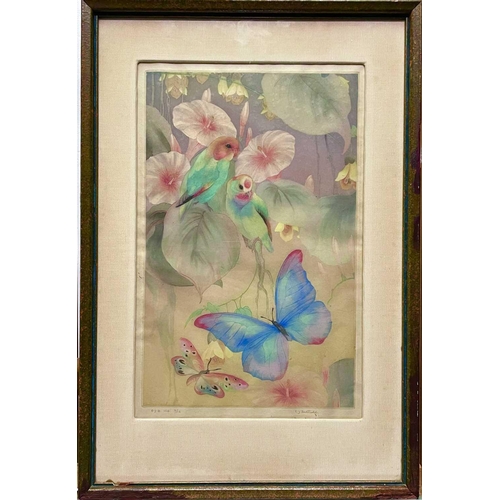 539 - Edward Julius DETMOLD (1883-1957) Where the Lotus Blooms Etching in colours, signed, numbered 2/12, ... 