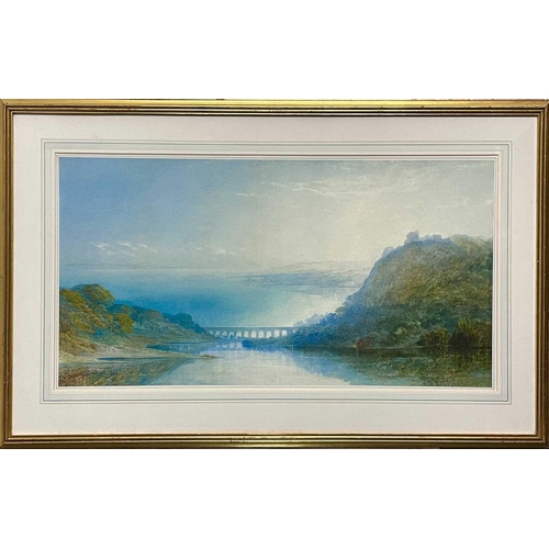 545 - John SINCLAIR (act.c.1872-c.1922) View of a Viaduct with Bay Beyond  Watercolour 37 x 71cm