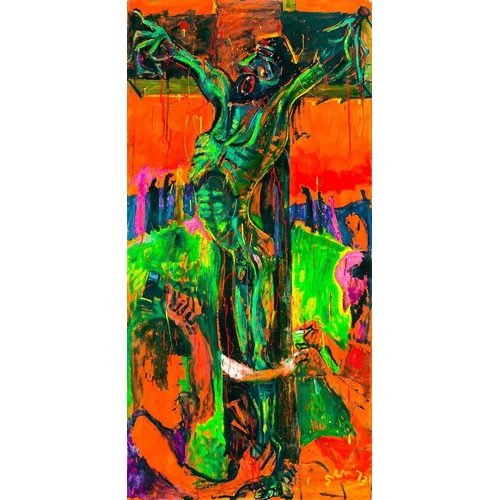 548 - Sven BERLIN (1911-1999) The 15 Stations of The Cross, 1973 15 oils on board Each signed and dated '7... 