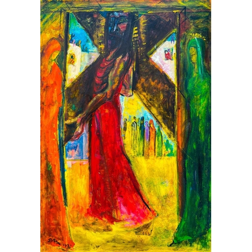 548 - Sven BERLIN (1911-1999) The 15 Stations of The Cross, 1973 15 oils on board Each signed and dated '7... 