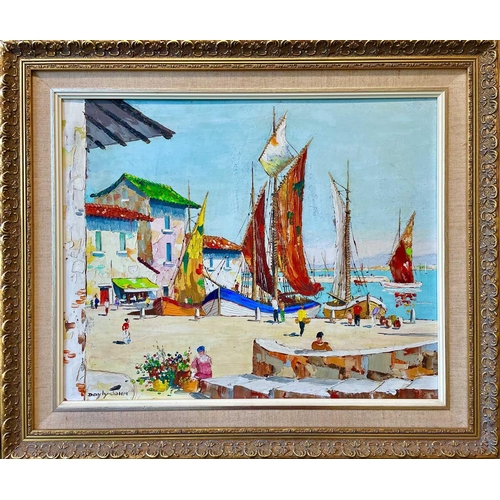 553 - Cecil Rochfort DOYLY-JOHN (1906-1993) Mediterranean Harbour Oil on board, signed, 42 x 52cm.From a d... 