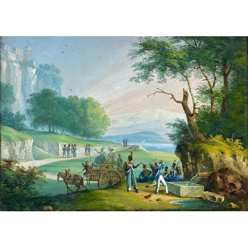 563 - Antoine Jean WEBER (1797-1875) Four works. Two show infantry, a third shows a Hermit and the fourth ... 