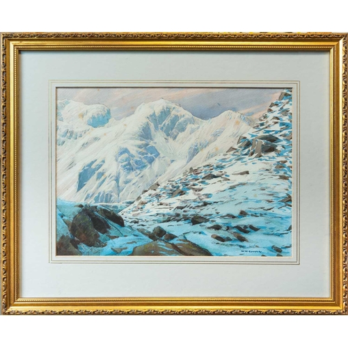 571 - William Heaton COOPER (1903-1995) Winter Peaks Watercolour, signed, 27x38cmThis piece has not been e... 