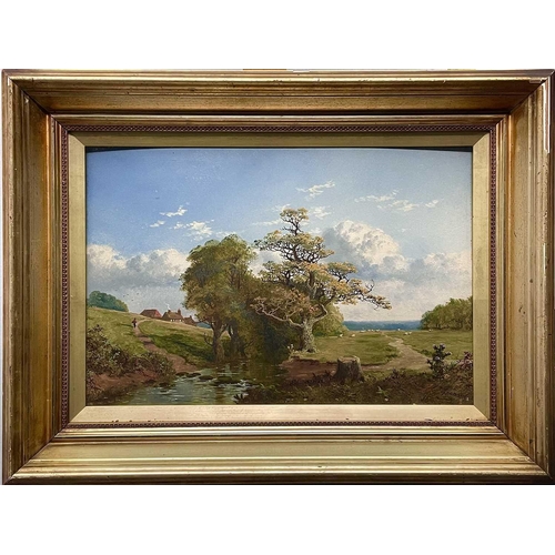 576 - Edward H. NIEMANN (act.1863-1887) Landscape Oil on board, signed, 30x45cm.