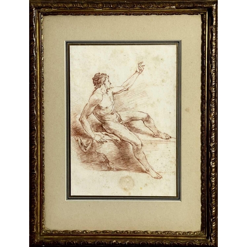 580 - Attributed to Francesco ZUCCARELLI (1702-1788) Male Nude Red chalk on paper Inscribed P & D Colnaghi... 