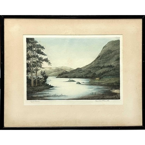 596 - Harold THORNTON (1892-1958) Rydal Water Etching in colours, signed, image size: 20 x 30cm.