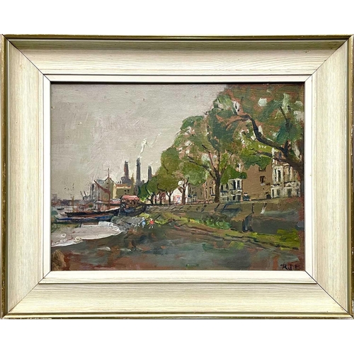 601 - Rodney Joseph BURN (1899-1984) Lots Road Power Station Oil on board Initialled 29cm x 39cmIn very go... 