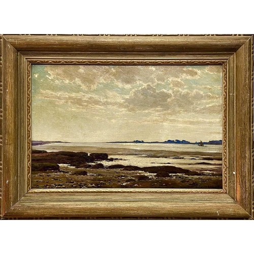 602 - Reginald ASPINWALL (1858-1921) An estuary landscape Oil on canvas, signed, indestinctly inscribed ve... 