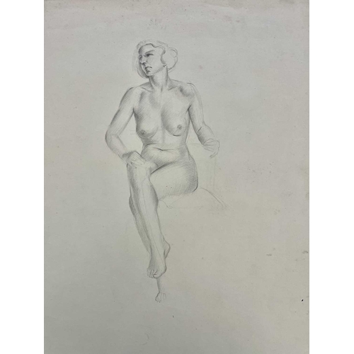 605 - Bernard NINNES (1899-1971) Seated nude Graphite on paper, 56 x 38cm. Together with fifteen other loo... 