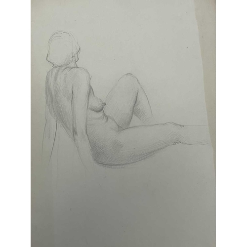 605 - Bernard NINNES (1899-1971) Seated nude Graphite on paper, 56 x 38cm. Together with fifteen other loo... 