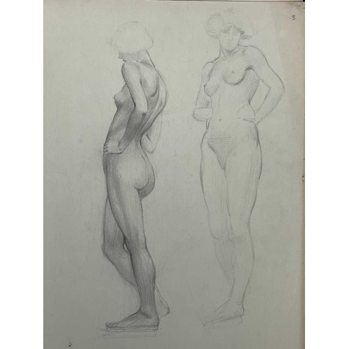 605 - Bernard NINNES (1899-1971) Seated nude Graphite on paper, 56 x 38cm. Together with fifteen other loo... 