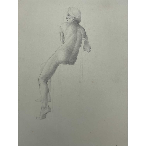 605 - Bernard NINNES (1899-1971) Seated nude Graphite on paper, 56 x 38cm. Together with fifteen other loo... 