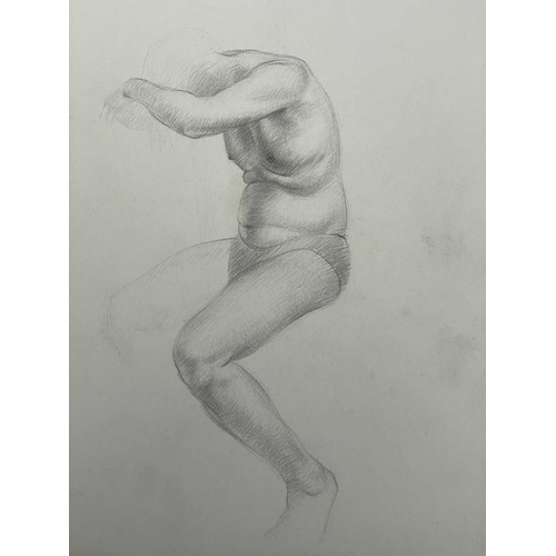 605 - Bernard NINNES (1899-1971) Seated nude Graphite on paper, 56 x 38cm. Together with fifteen other loo... 