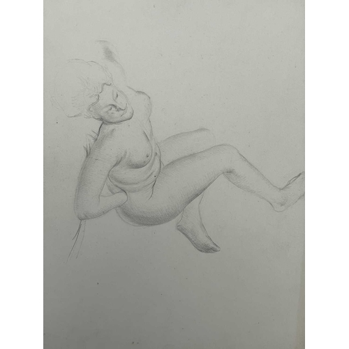 605 - Bernard NINNES (1899-1971) Seated nude Graphite on paper, 56 x 38cm. Together with fifteen other loo... 