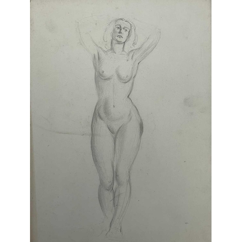 605 - Bernard NINNES (1899-1971) Seated nude Graphite on paper, 56 x 38cm. Together with fifteen other loo... 