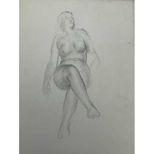 605 - Bernard NINNES (1899-1971) Seated nude Graphite on paper, 56 x 38cm. Together with fifteen other loo... 