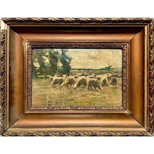 626 - Miss Douglas HAMILTON Sheep Oil on canvas laid on panel, indistinctly signed, labeled to verso, 20x3... 