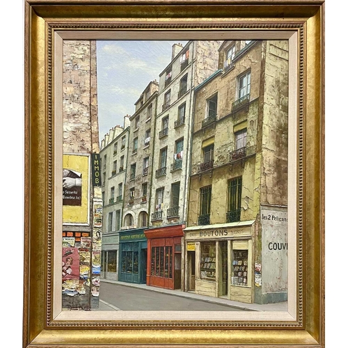 640 - René DULIEU (act. C.1941) Rue De Gravilliers Oil on canvas Signed, titled and dated 1973 with atist'... 