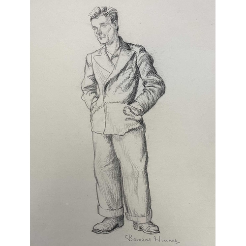 655 - Bernard NINNES (1899-1971) Suited gentleman Charcoal, signed, 38.5 x 28cm. Together with eleven loos... 