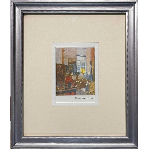 690 - Ken HOWARD (1932-2022) Seated figure Print, signed, 12.5 x 10cm.