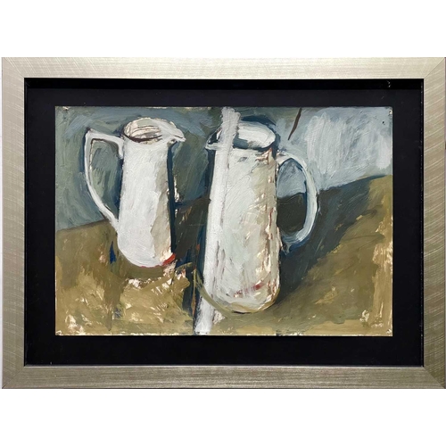 79 - Jeremy LE GRICE (1936-2012) Still Life (Two Jugs) Oil on paper, 38 x 55.5cm.