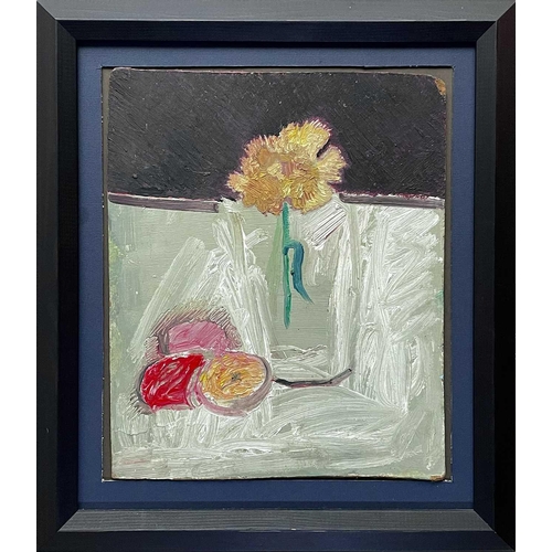 8 - Romi BEHRENS (1939-2019) Carnation and Apples Oil on board, inscribed/titled to verso, 32 x 26cm. Pr... 