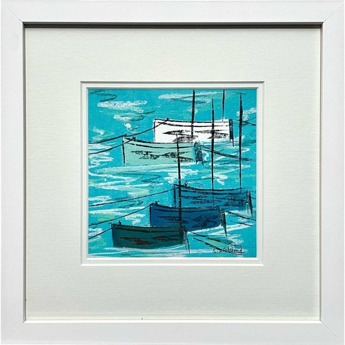 82 - Stephen FELSTEAD (1957) Moored, Old Harbour Newlyn Pastel on paper, signed, further signed, inscribe... 