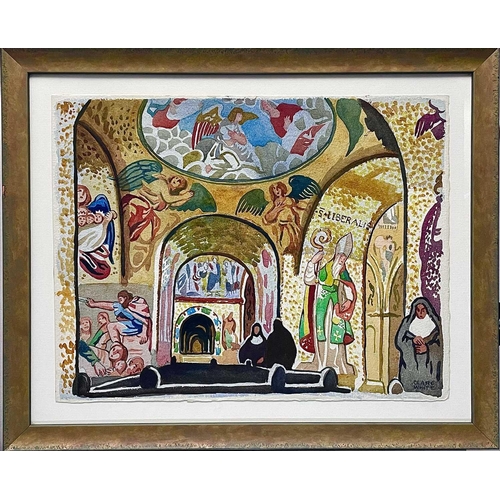 90 - Clare WHITE (1903-1997) Inside Monreale Cathedral, Sicily Watercolour, signed, 38 x 49cm. St Ives ar... 