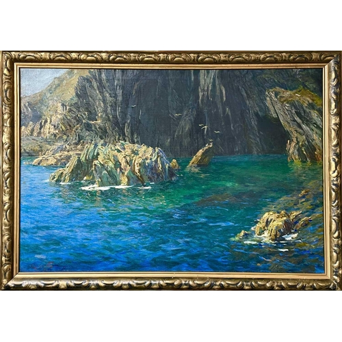 92 - Cornelius WAGNER (1870-1956) The Cornish Coast Oil on canvas, signed, 74 x 111cm. Illustrated - Polp... 