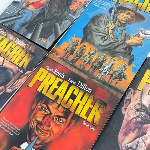 474 - Vertigo Comics. 'Preacher' and 'The Invisibles'. Books 1, 2, 3, 4 and 6 of 'Preacher', by Garth Enni... 