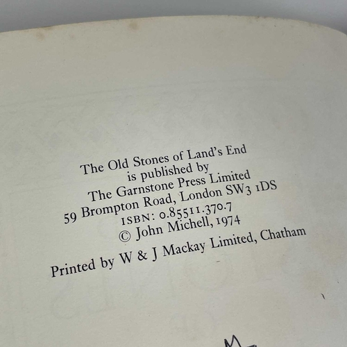 60 - JOHN MICHELL. 'The Old Stones of Land's End,' Original cloth, clipped dj, ex libris ink stamp, some ... 